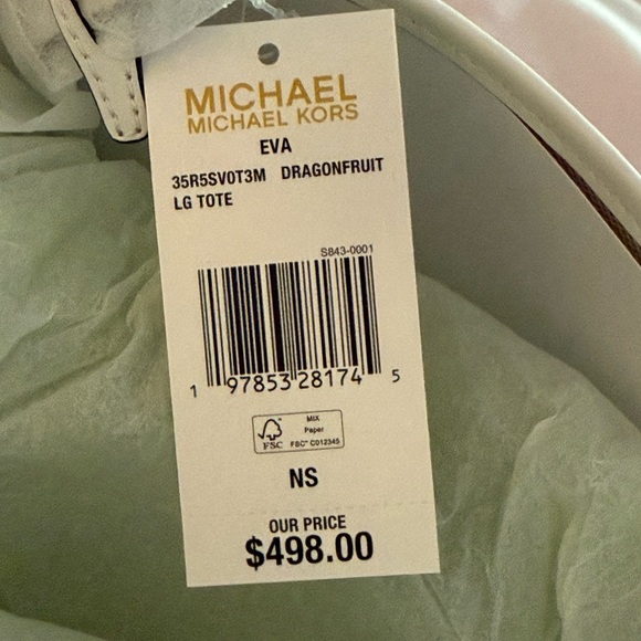 Michael Kors Large Fuchsia and White Tote Bag - Picture 3 of 3